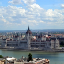 Parliament, as seen from the Buda Castle. It houses the millenia old Holy Crown of Hungary.