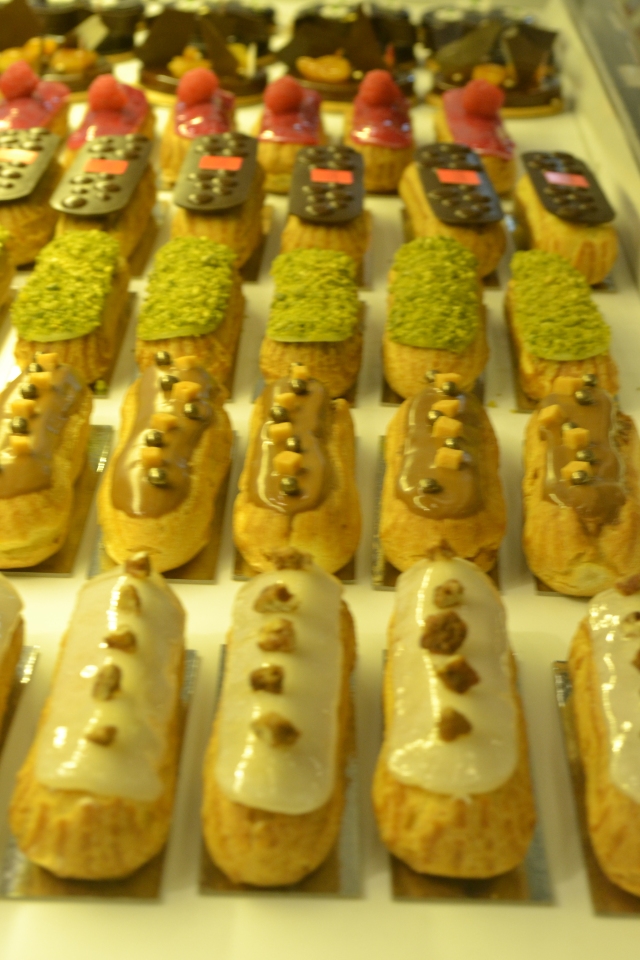 Eclairs covered with marzipan and neutral glaze by Arnaud Larher 